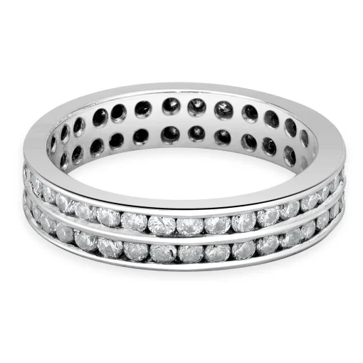 18 Karat White Gold Two Row Diamond Eternity Band