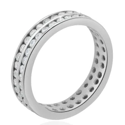 18 Karat White Gold Two Row Diamond Eternity Band