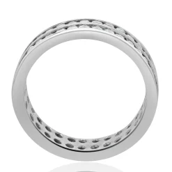 18 Karat White Gold Two Row Diamond Eternity Band