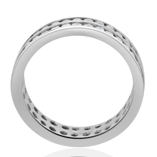 18 Karat White Gold Two Row Diamond Eternity Band