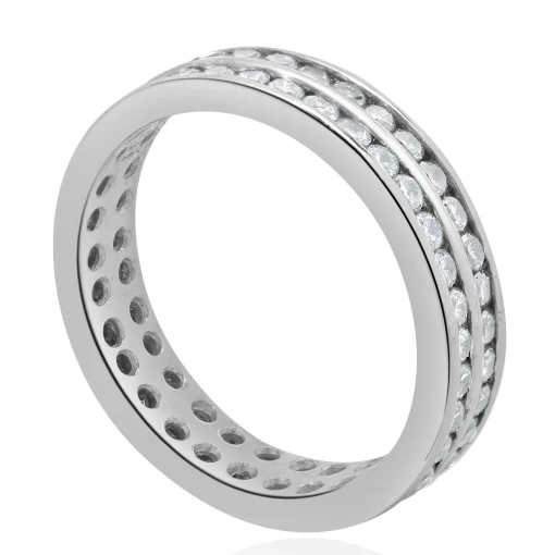 18 Karat White Gold Two Row Diamond Eternity Band