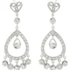 18 Karat White Gold Vintage Pear Shape Cutout Drop Earrings
