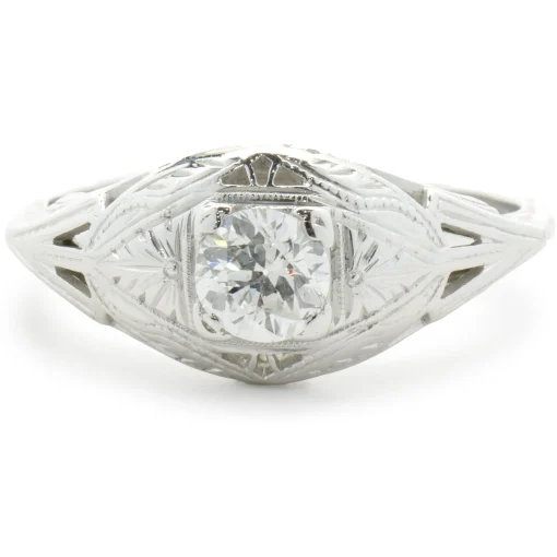 18 Karat White Gold Vintage Art Deco Diamond Engagement Ring