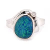 14 Karat White Gold Vintage Black Opal and Diamond Ring