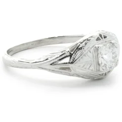 18 Karat White Gold Vintage Art Deco Diamond Engagement Ring
