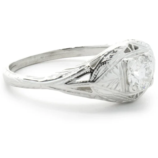 18 Karat White Gold Vintage Art Deco Diamond Engagement Ring