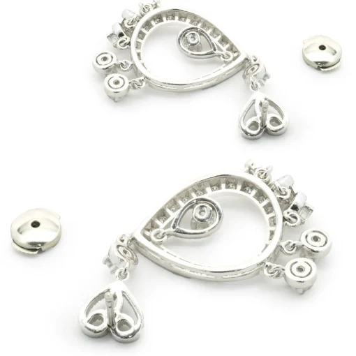 18 Karat White Gold Vintage Pear Shape Cutout Drop Earrings
