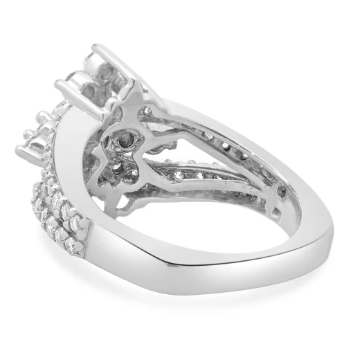 14 Karat White Gold Vintage Diamond Waterfall Ring
