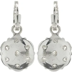 14 Karat White Gold Vintage Diamond Cluster Drop Earrings