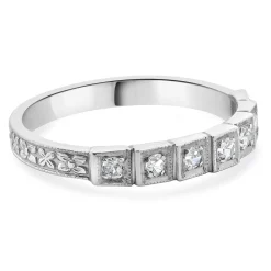 18 Karat White Gold Vintage Diamond Deco Band