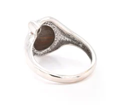 14 Karat White Gold Vintage Black Opal and Diamond Ring