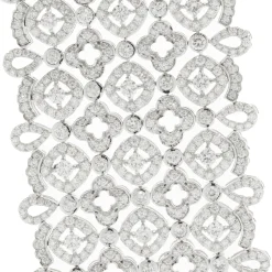 14 Karat White Gold Wide Diamond Lattice Bracelet