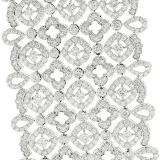 14 Karat White Gold Wide Diamond Lattice Bracelet