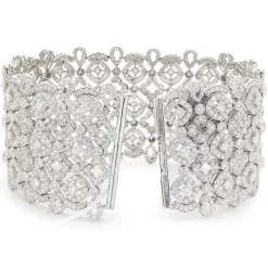 14 Karat White Gold Wide Diamond Lattice Bracelet