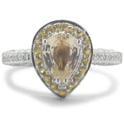 18 Karat White Gold Yellow Sapphire and Diamond Ring