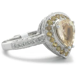 18 Karat White Gold Yellow Sapphire and Diamond Ring