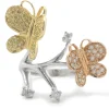 18 Karat White, Rose, and Yellow Gold Pave Diamond Butterfly Ring