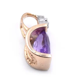 14 Karat Yellow Amethyst and Diamond Pendant
