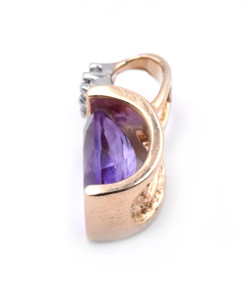 14 Karat Yellow Amethyst and Diamond Pendant