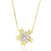 14 Karat Yellow & White Gold Diamond Flower Necklace