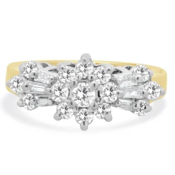 10 Karat Yellow & White Gold Vintage Diamond Cluster Ring