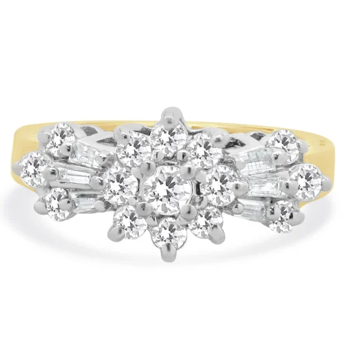 10 Karat Yellow & White Gold Vintage Diamond Cluster Ring