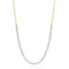14 Karat Yellow & White Gold Diamond Adjustable Paperclip Inline Necklace