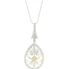 14 Karat Yellow & White Gold Diamond Filigree Necklace