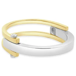 14 Karat Yellow & White Gold Hinged Cuff Bracelet
