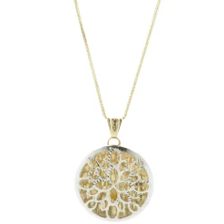 14 Karat Yellow & White Gold Snowflake Circle Necklace
