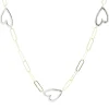 14 Karat Yellow & White Gold Paperclip Open Heart Station Necklace