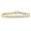10 Karat Yellow & White Gold S Link Diamond Inline Tennis Bracelet