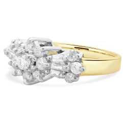 10 Karat Yellow & White Gold Vintage Diamond Cluster Ring