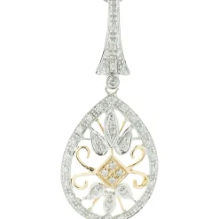 14 Karat Yellow & White Gold Diamond Filigree Necklace