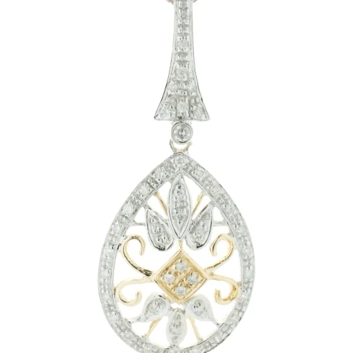 14 Karat Yellow & White Gold Diamond Filigree Necklace