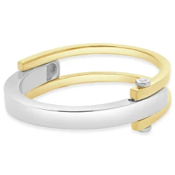 14 Karat Yellow & White Gold Hinged Cuff Bracelet