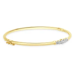 14 Karat Yellow & White Gold Illusion Set Diamond Bangle Bracelet