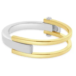 14 Karat Yellow & White Gold Hinged Cuff Bracelet