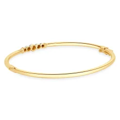 14 Karat Yellow & White Gold Illusion Set Diamond Bangle Bracelet