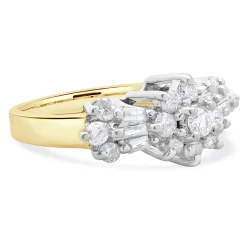 10 Karat Yellow & White Gold Vintage Diamond Cluster Ring