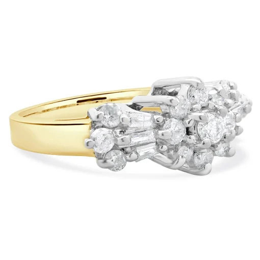 10 Karat Yellow & White Gold Vintage Diamond Cluster Ring