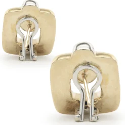 14 Karat Yellow & White Gold Geometric Square Cutout Earrings