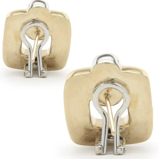 14 Karat Yellow & White Gold Geometric Square Cutout Earrings