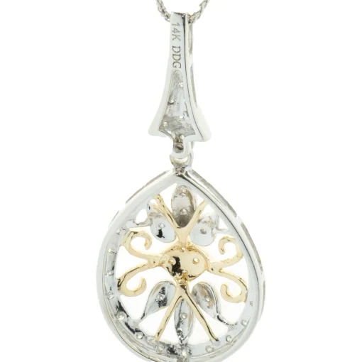 14 Karat Yellow & White Gold Diamond Filigree Necklace
