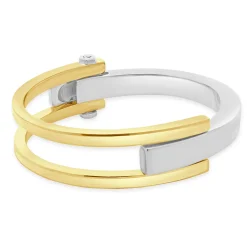 14 Karat Yellow & White Gold Hinged Cuff Bracelet
