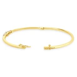 14 Karat Yellow & White Gold Illusion Set Diamond Bangle Bracelet