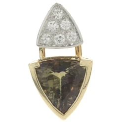14 Karat Yellow and White Gold Pave Diamond and Andalusite Slide Pendant