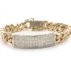 14 Karat Yellow and White Gold Pave Diamond ID Bracelet