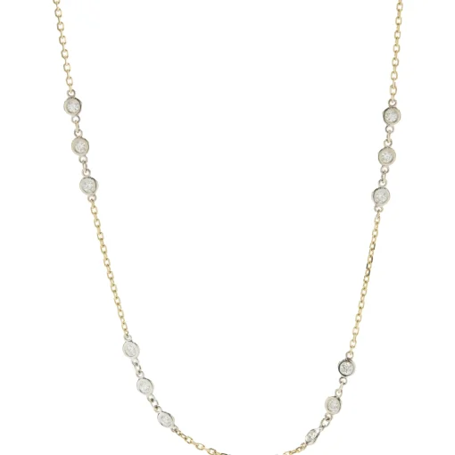 14 Karat Yellow and White Gold Diamonds By The Yard Necklace