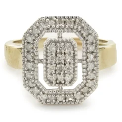 10 Karat Yellow and White Gold Vintage Diamond Elongated Fashion Ring